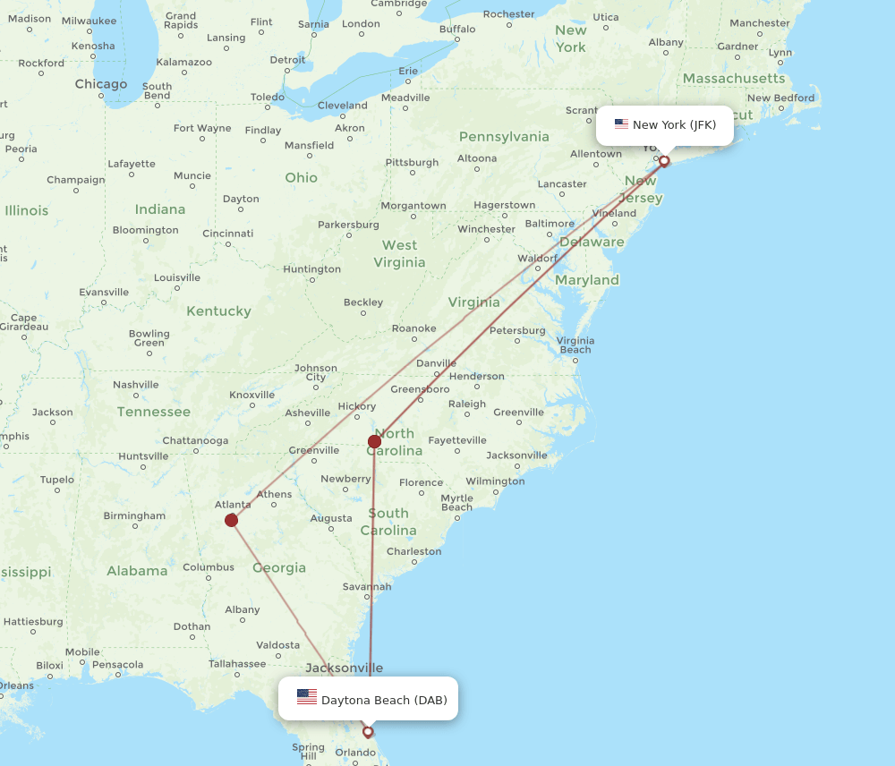 JFK-DAB flight routes