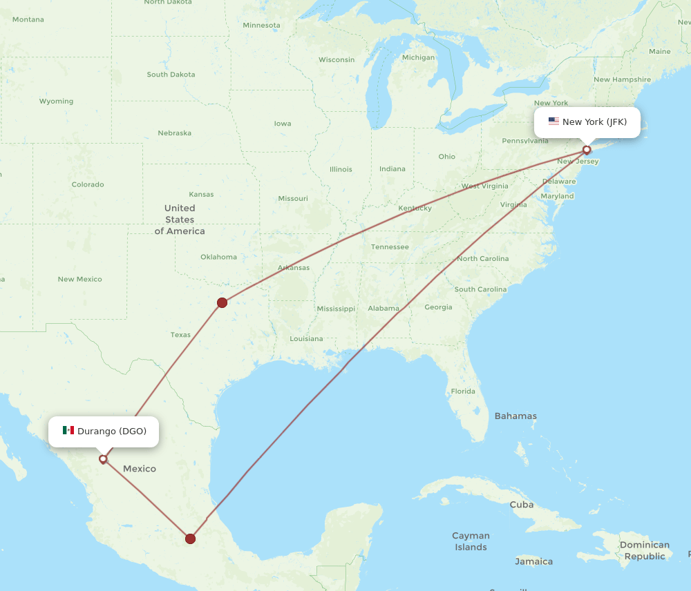 JFK-DGO flight routes
