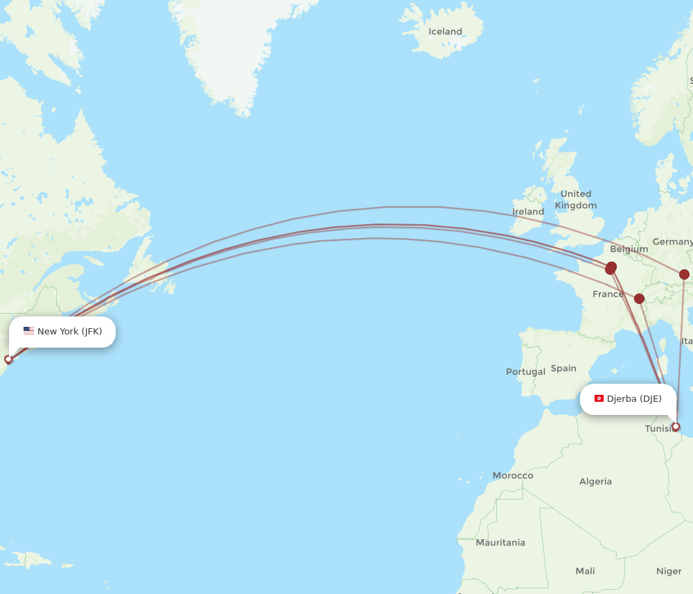JFK-DJE flight routes
