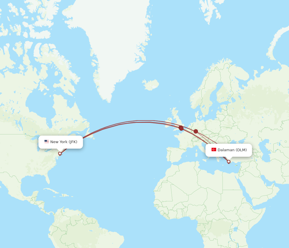 JFK-DLM flight routes
