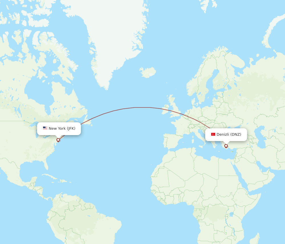JFK-DNZ flight routes