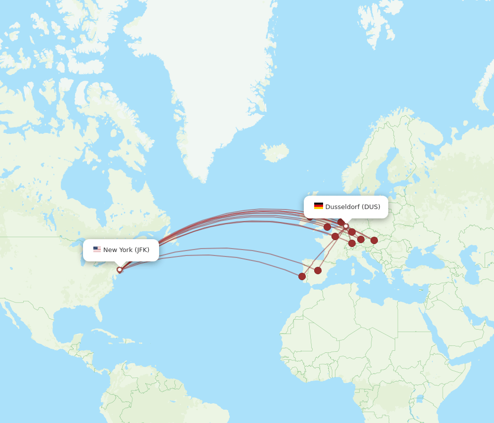 JFK-DUS flight routes