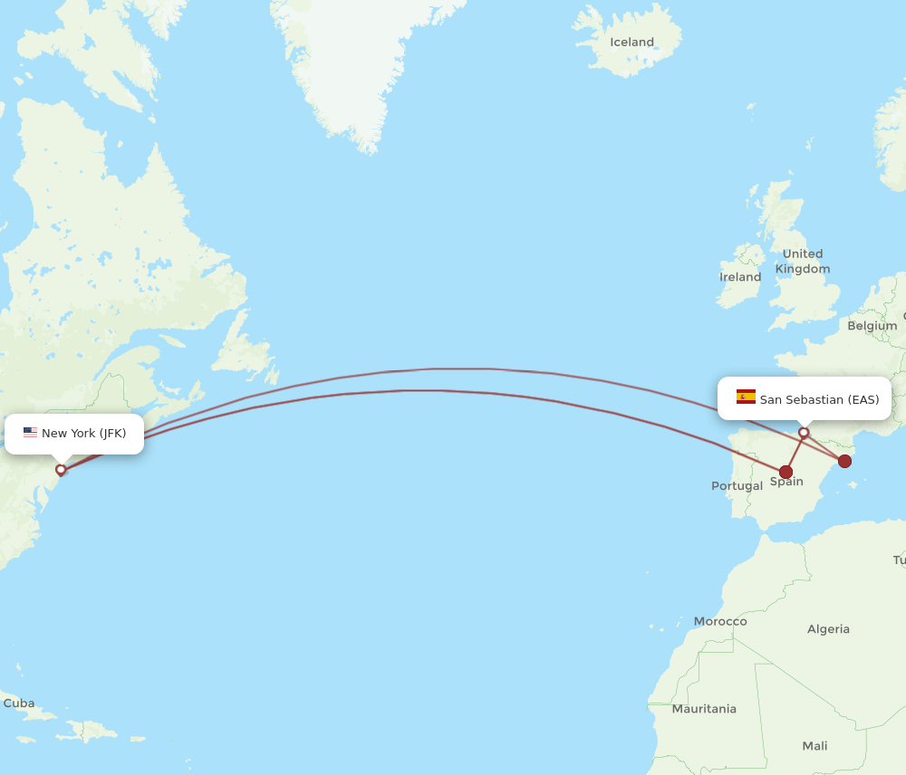 JFK-EAS flight routes