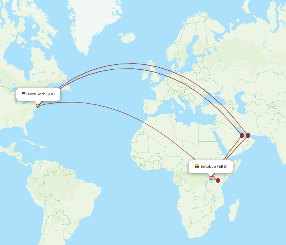 JFK-EBB flight routes
