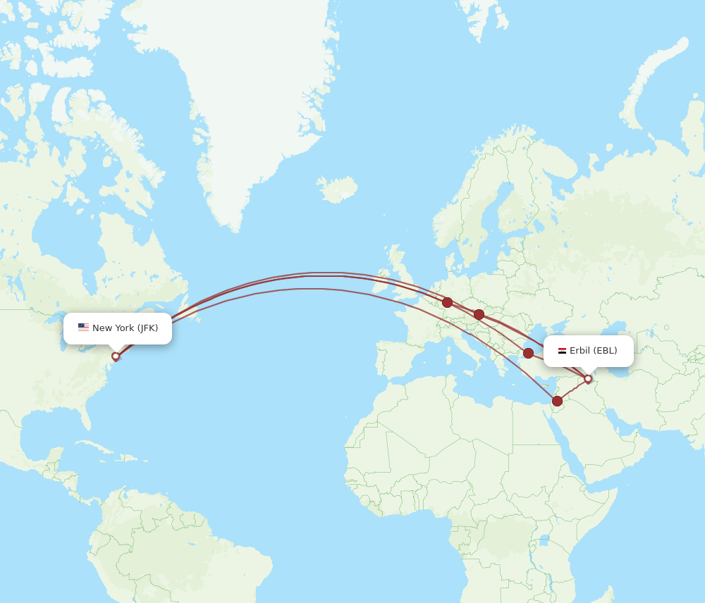 JFK-EBL flight routes