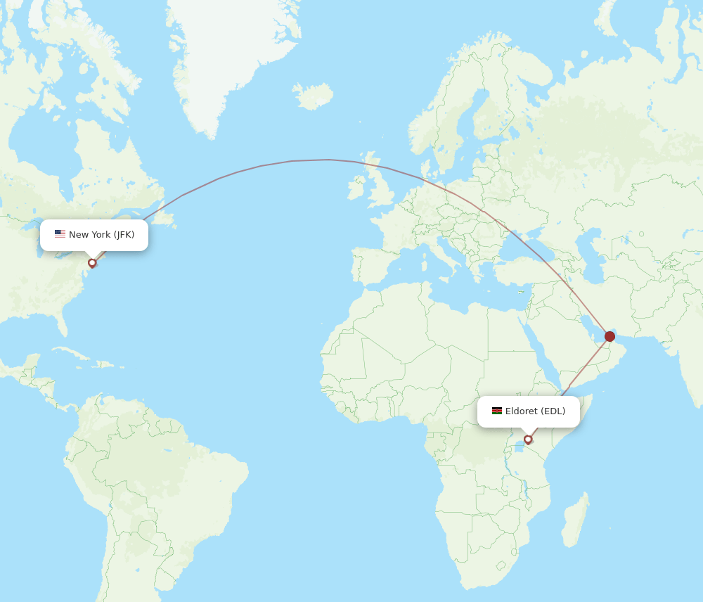 JFK-EDL flight routes
