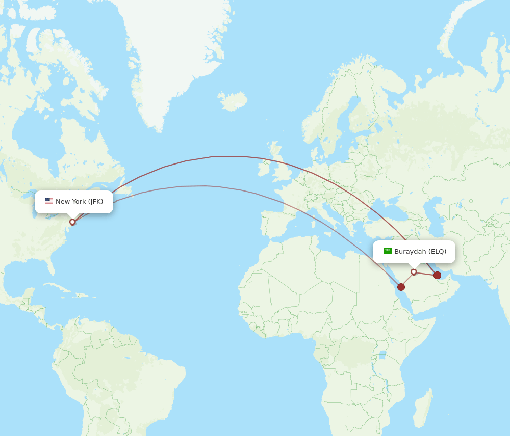 JFK-ELQ flight routes