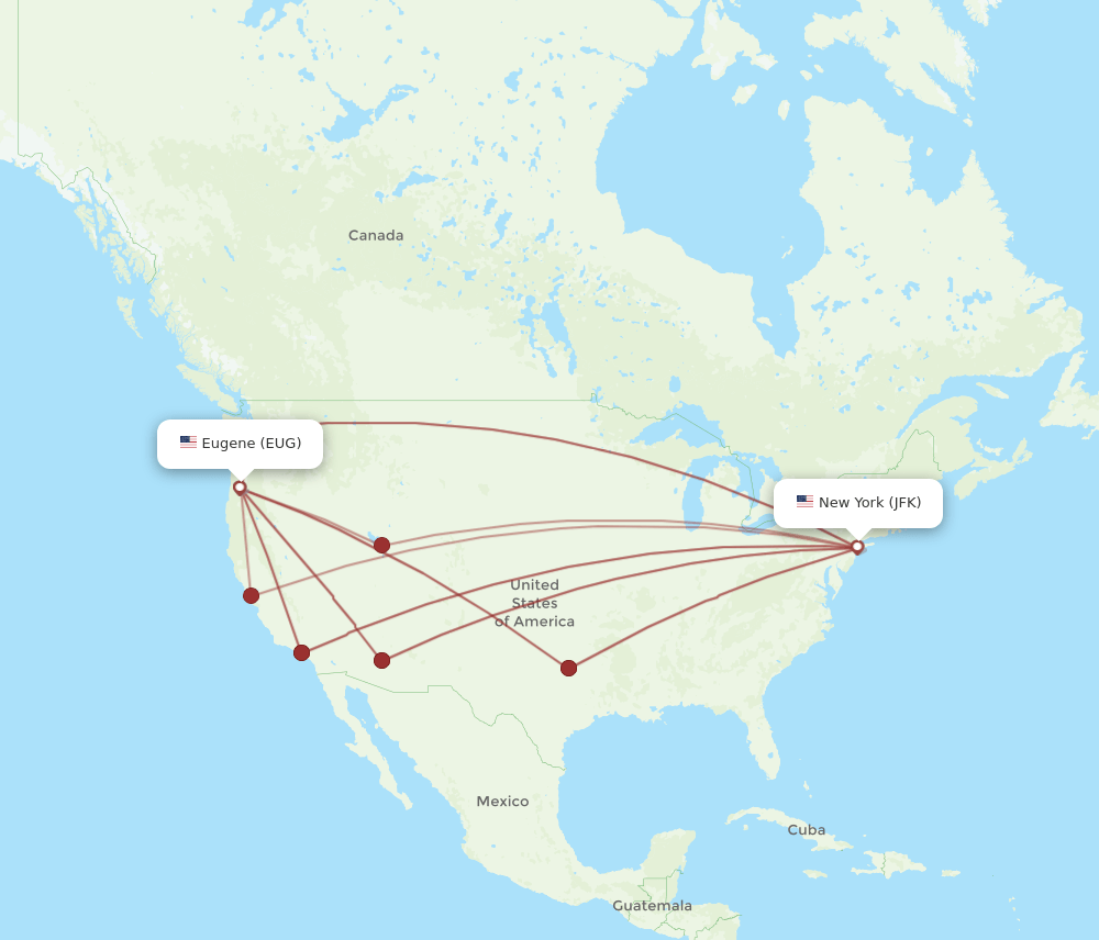 JFK-EUG flight routes