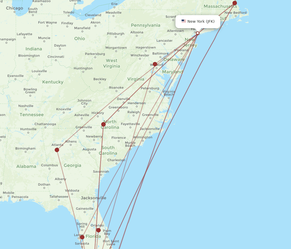 JFK-EYW flight routes