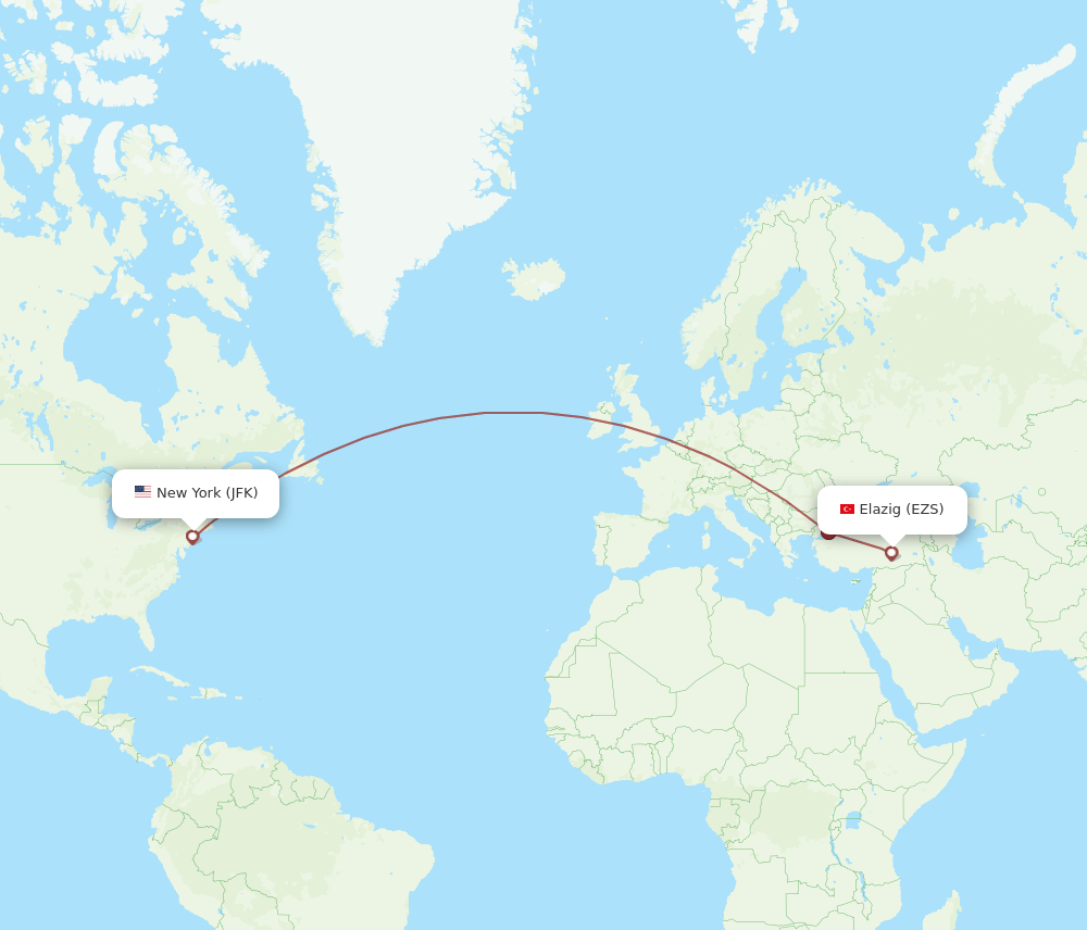 JFK-EZS flight routes