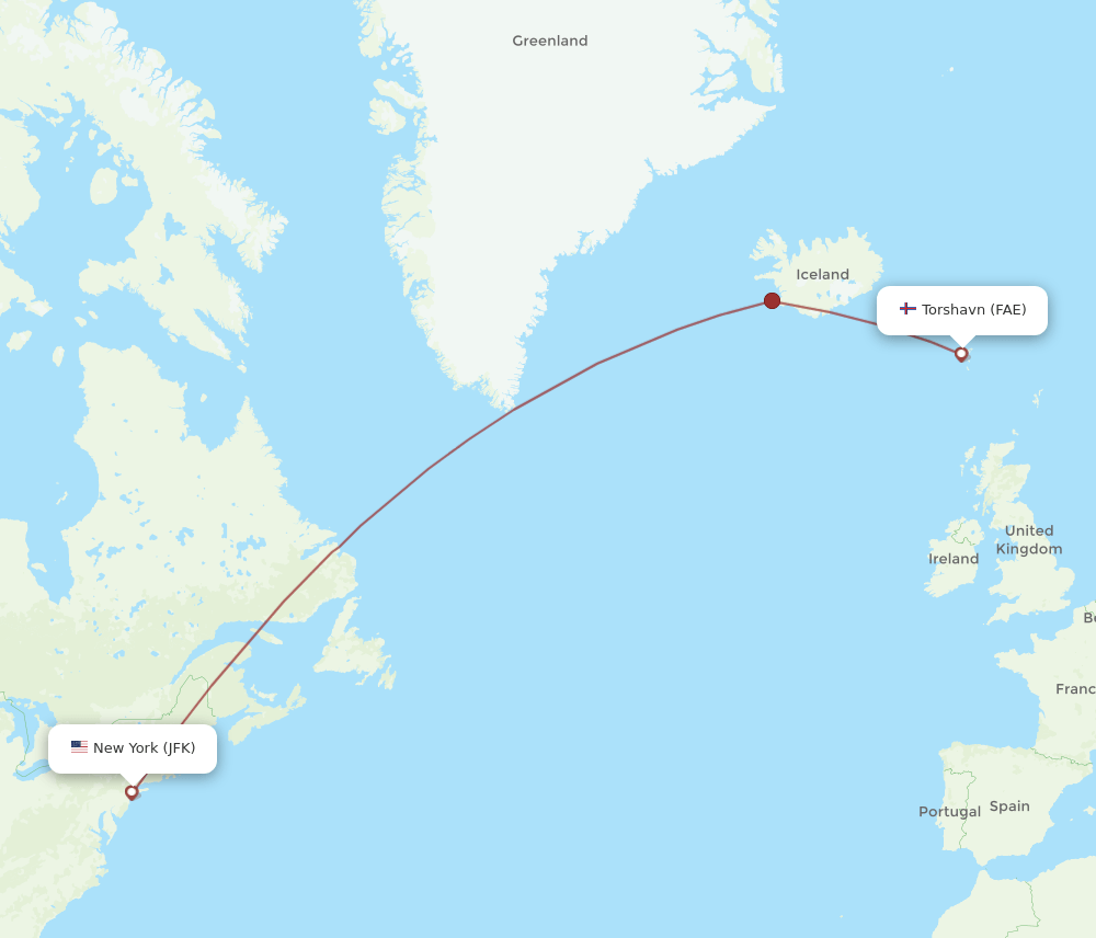JFK-FAE flight routes