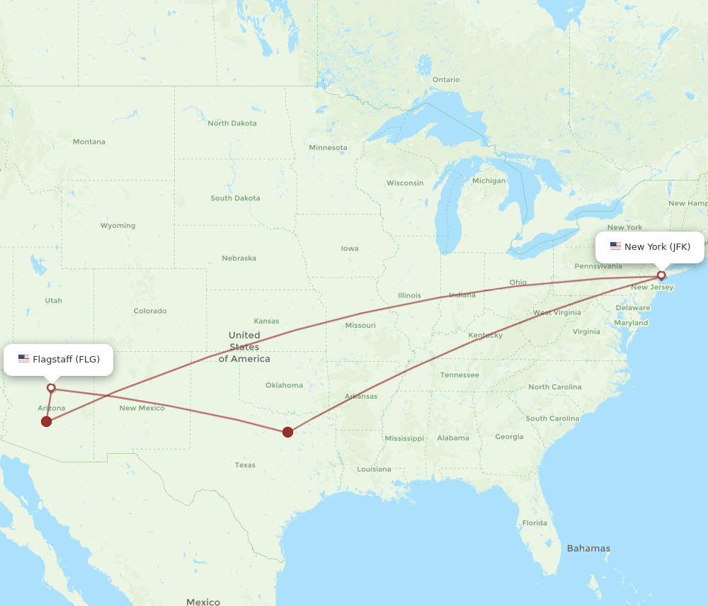 JFK-FLG flight routes
