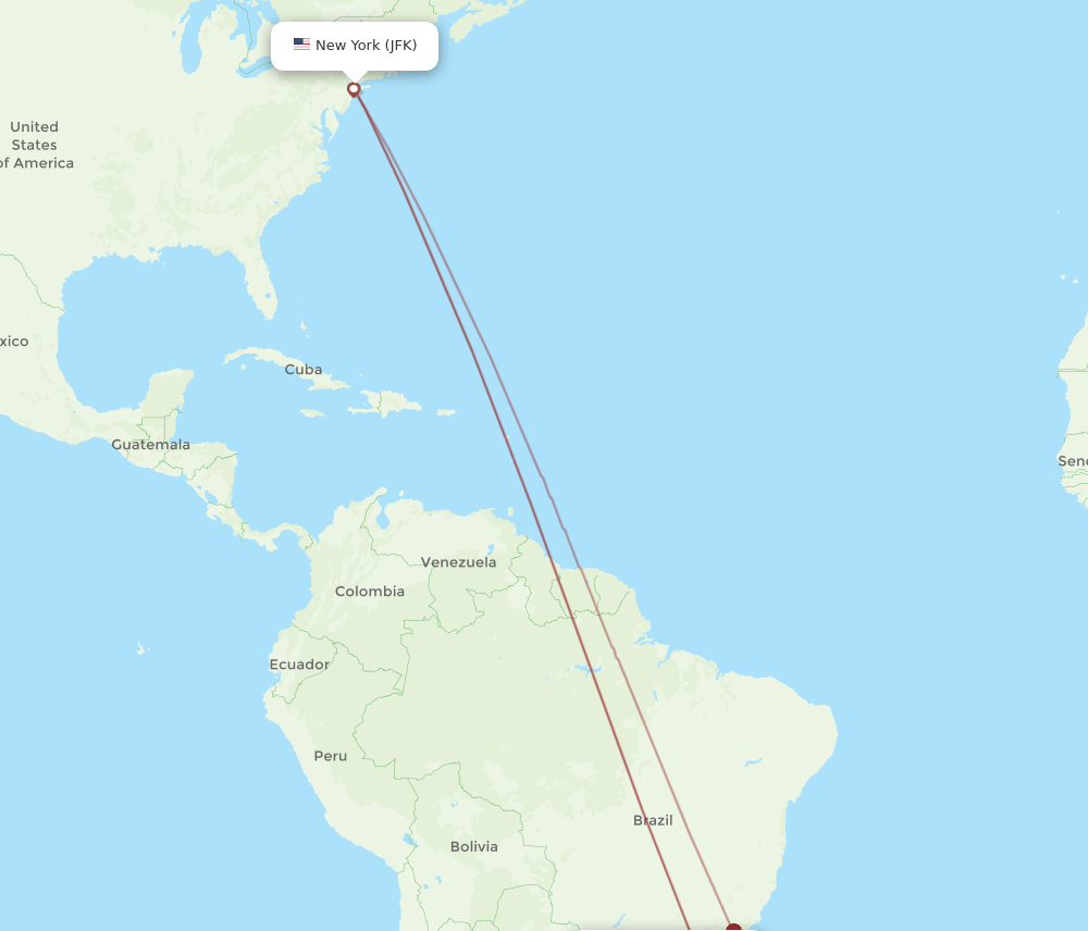 JFK-FLN flight routes