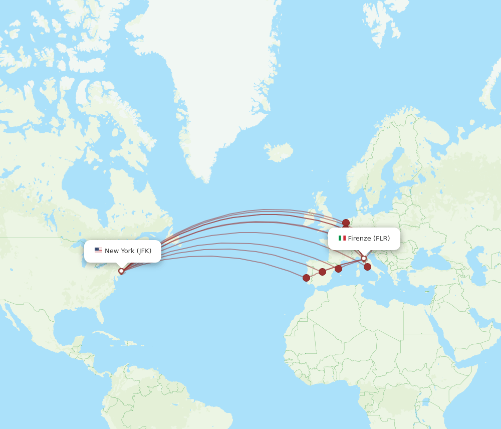 JFK-FLR flight routes