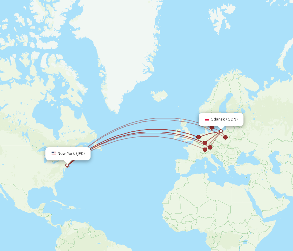 JFK-GDN flight routes