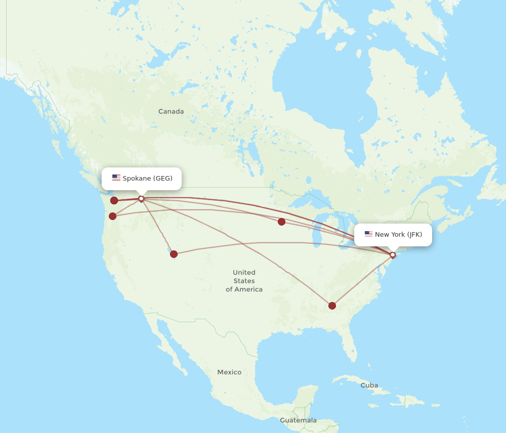 JFK-GEG flight routes
