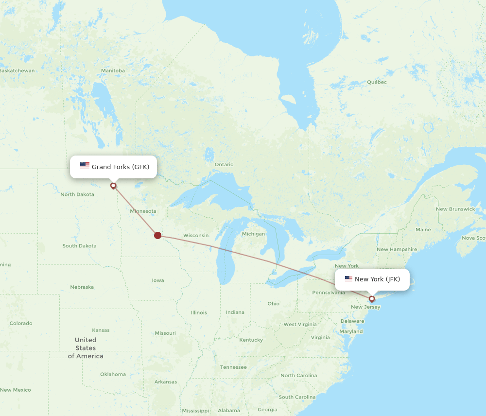 JFK-GFK flight routes