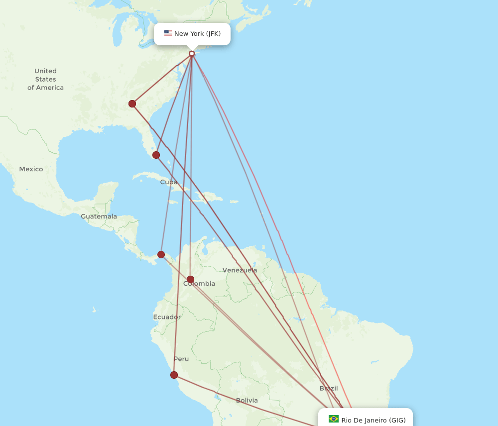 JFK-GIG flight routes