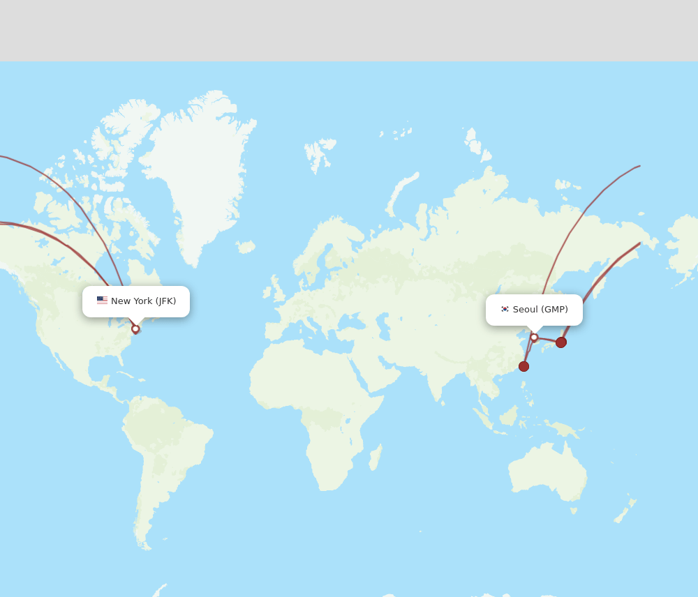 JFK to GMP flights and routes map