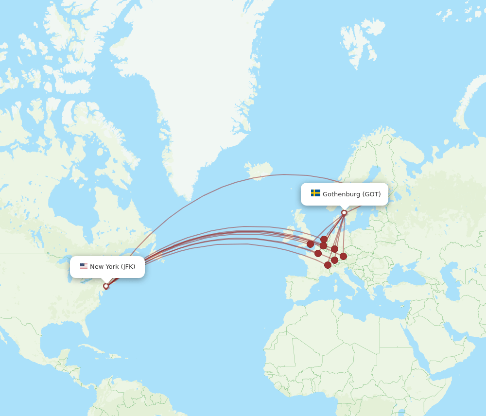 JFK-GOT flight routes