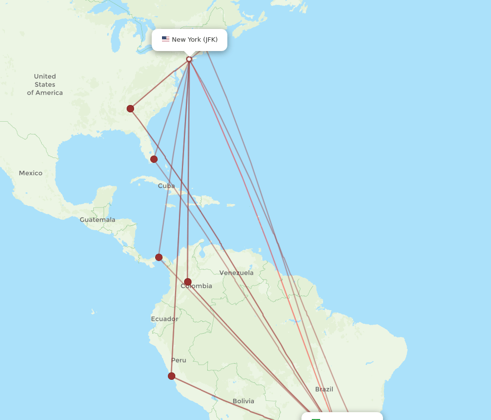 JFK-GRU flight routes