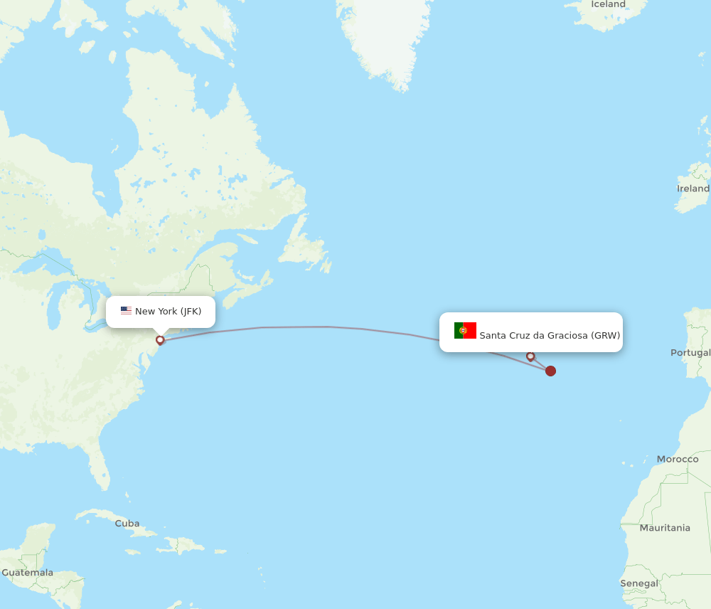 JFK-GRW flight routes