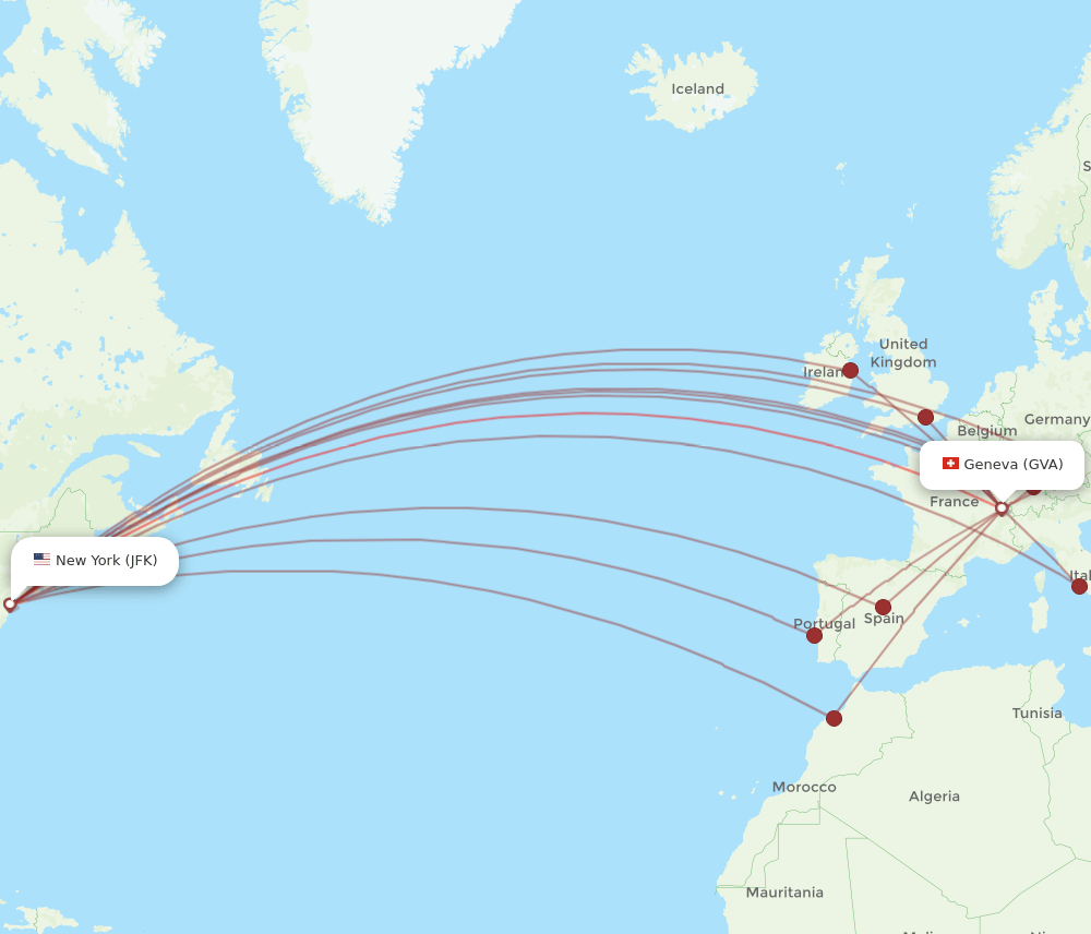 JFK-GVA flight routes