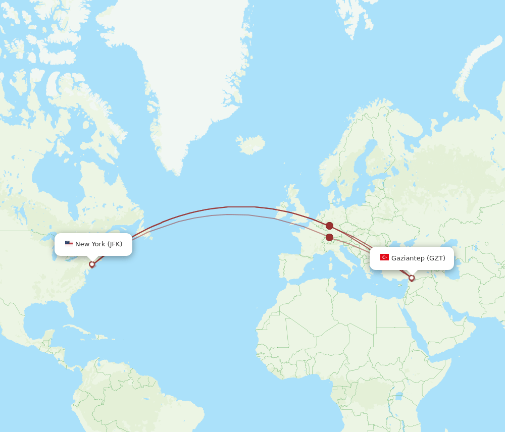 JFK-GZT flight routes