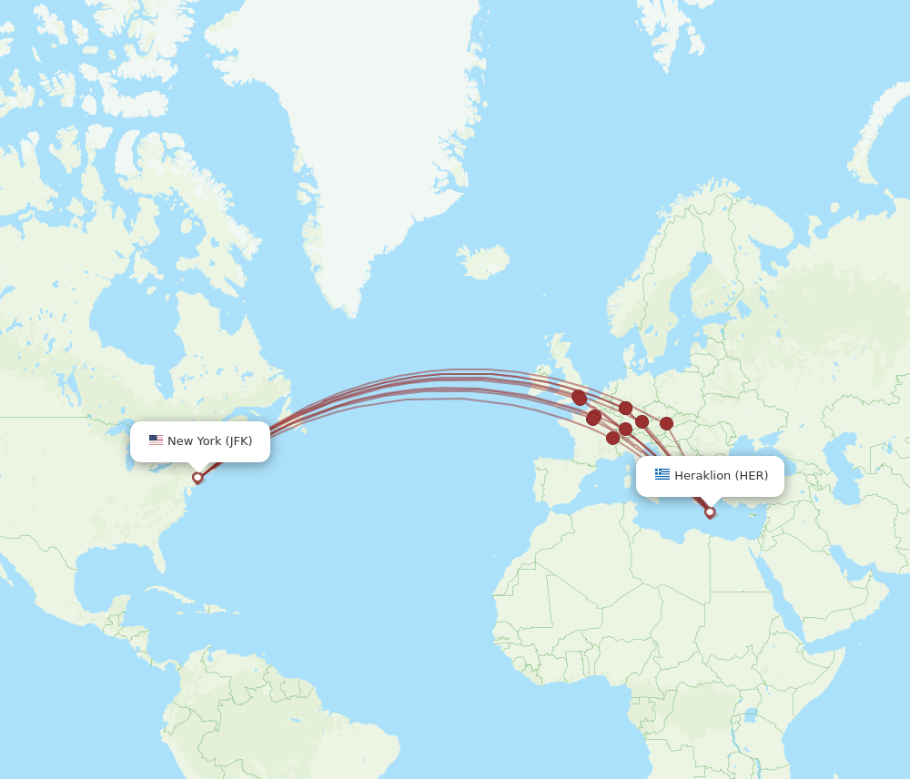 JFK-HER flight routes