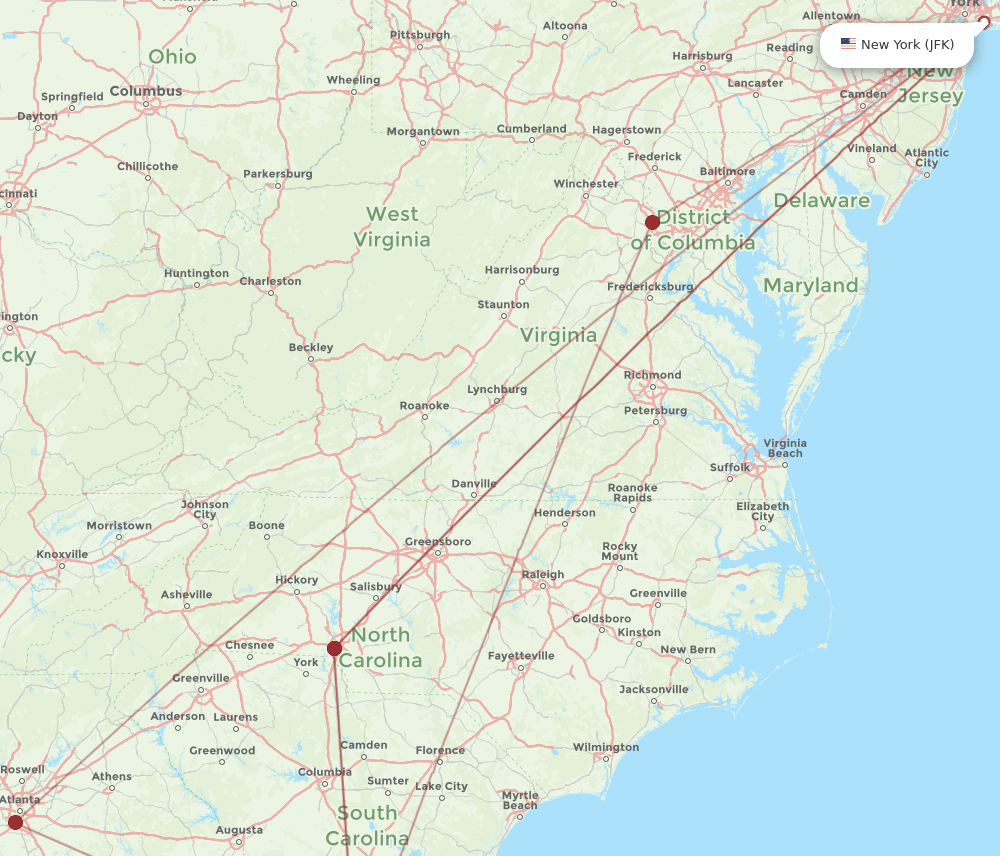 JFK-HHH flight routes