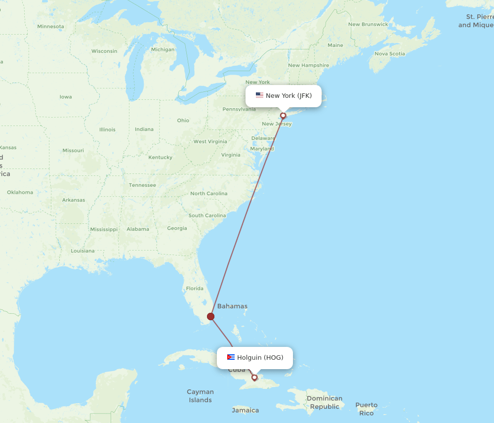 JFK-HOG flight routes
