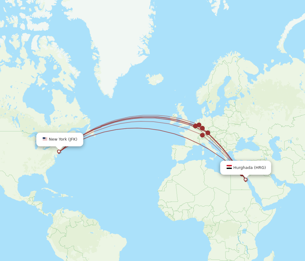 JFK-HRG flight routes