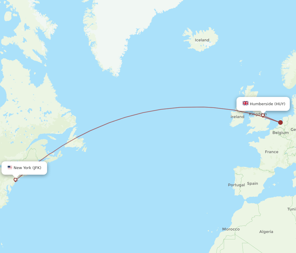 JFK-HUY flight routes