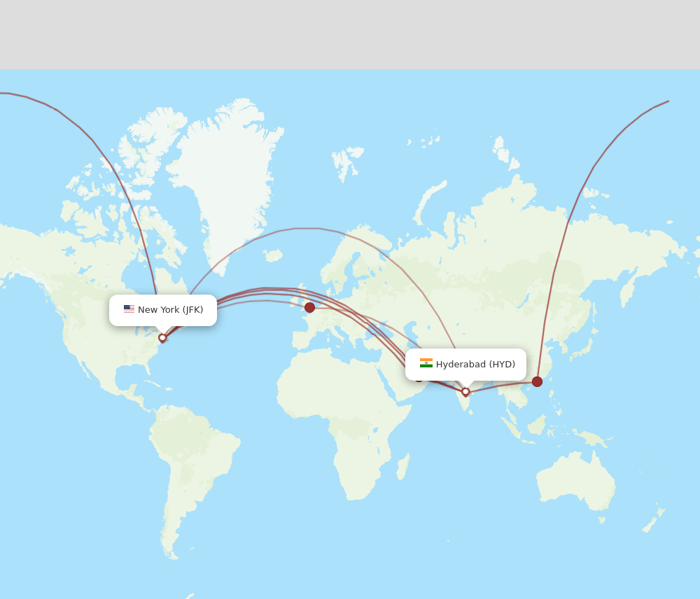 JFK-HYD flight routes