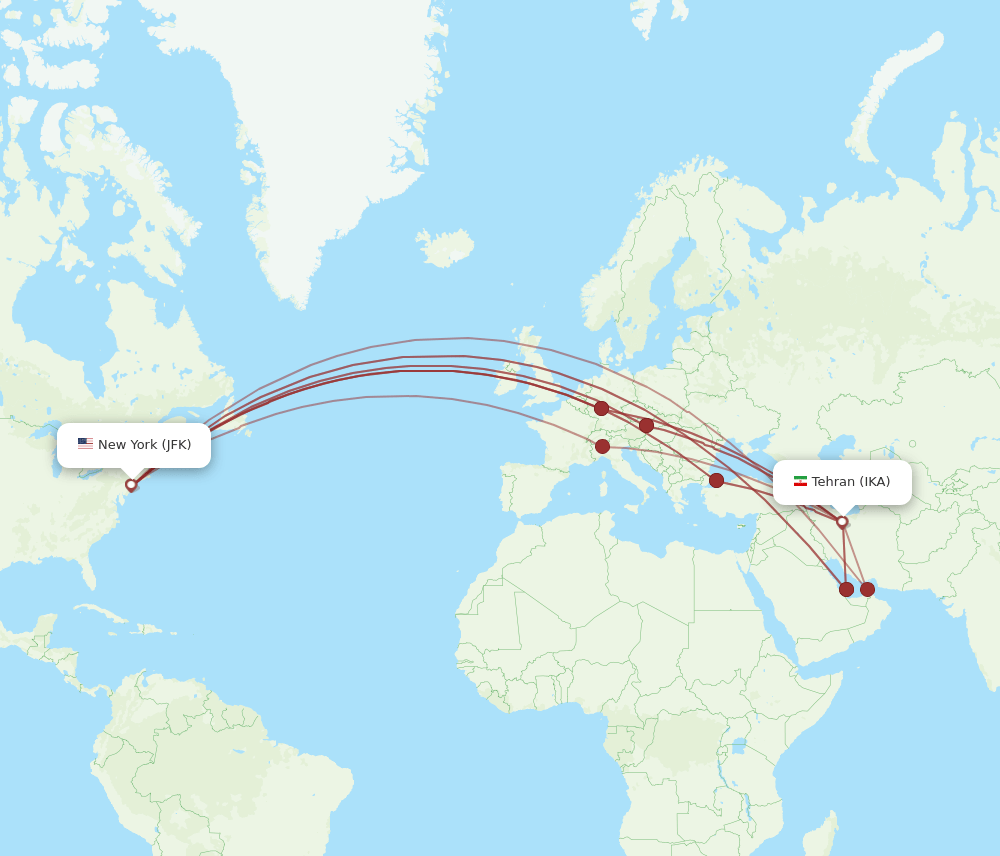JFK-IKA flight routes