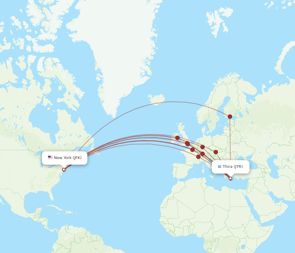 JFK-JTR flight routes