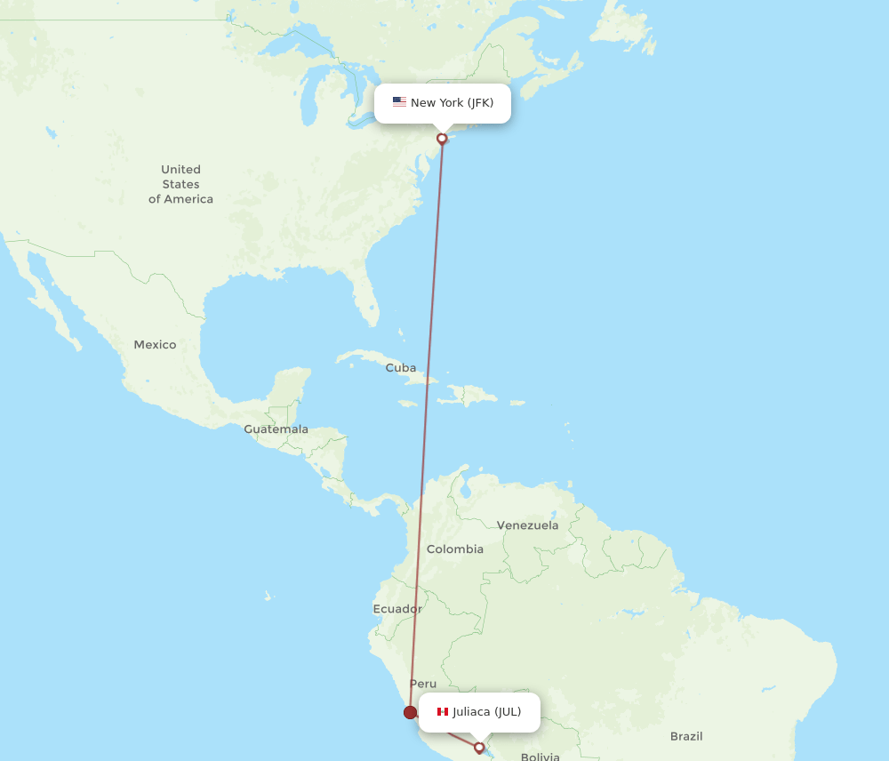 JFK-JUL flight routes