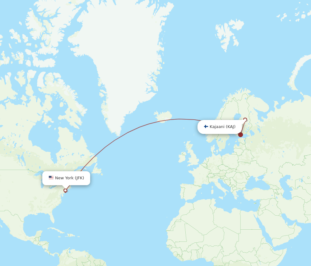 JFK-KAJ flight routes