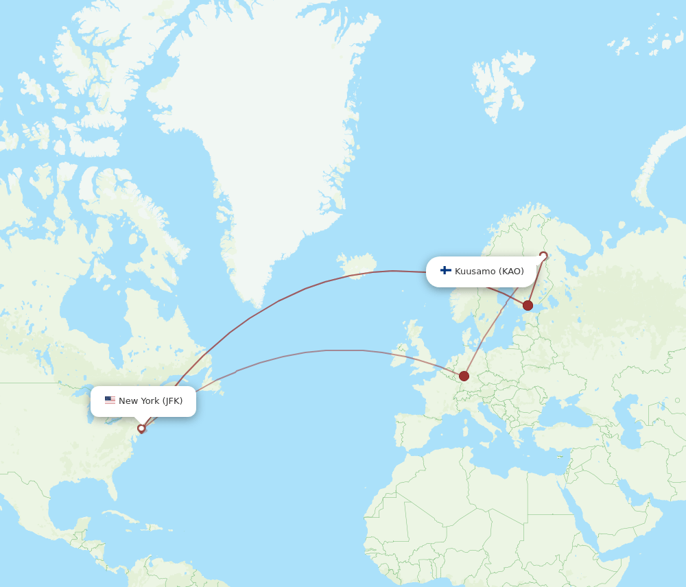 JFK-KAO flight routes