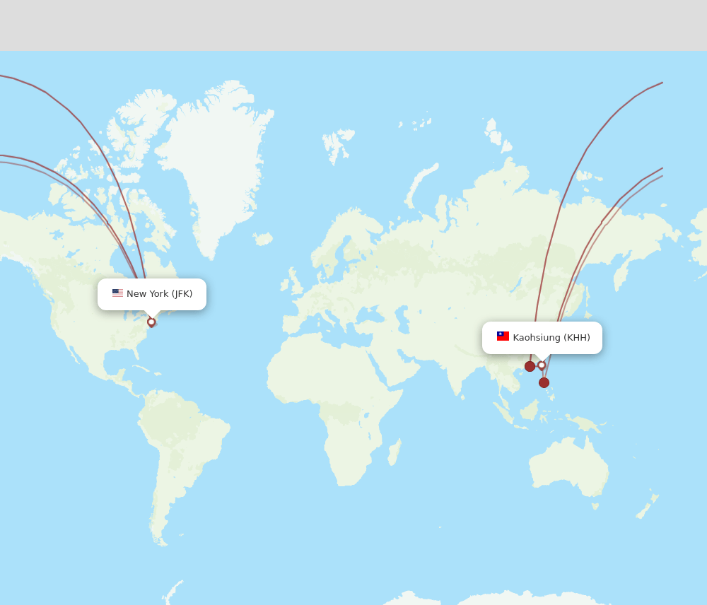 JFK-KHH flight routes