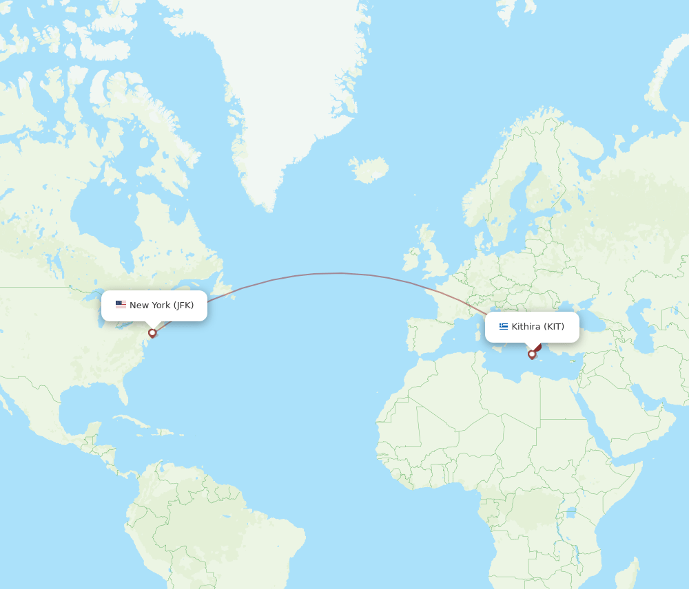 JFK to KIT flights and routes map