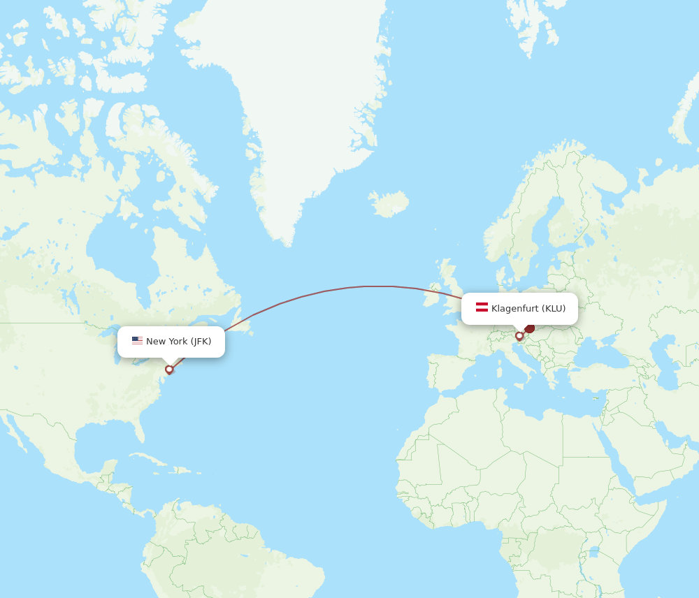 JFK-KLU flight routes