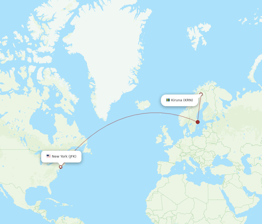 JFK-KRN flight routes