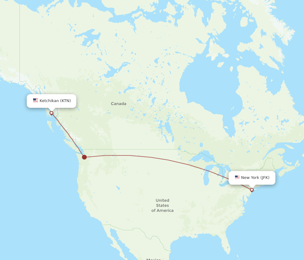 JFK to KTN flights and routes map