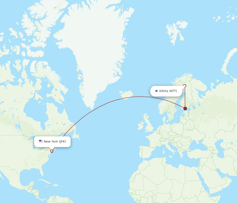 JFK-KTT flight routes
