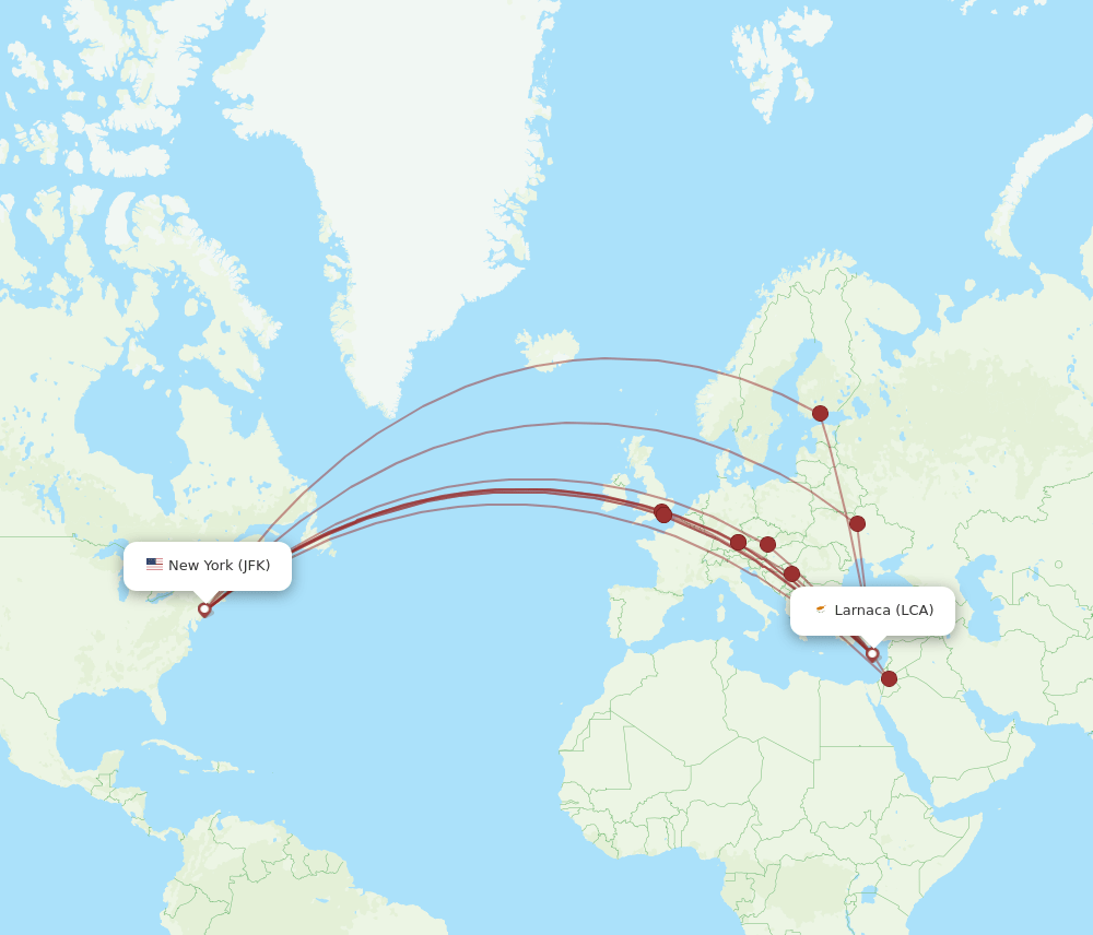 JFK-LCA flight routes