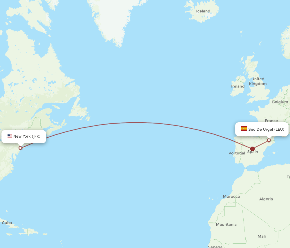JFK-LEU flight routes