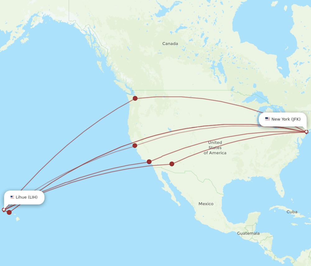 JFK-LIH flight routes