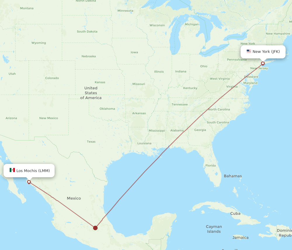 JFK-LMM flight routes