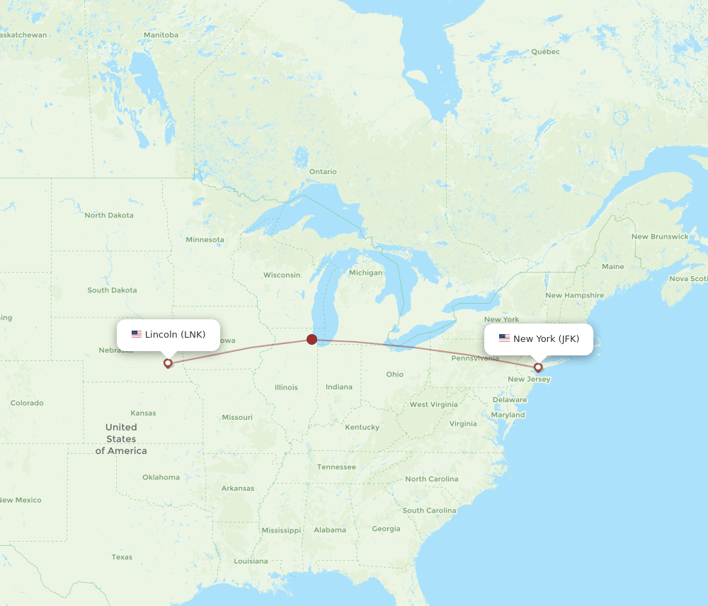 JFK-LNK flight routes